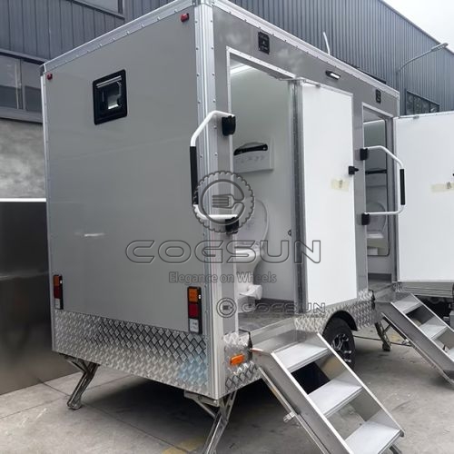 10FT Gray 2 Station Portable Toilet Trailer