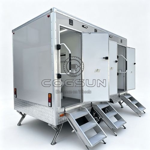 13.8FT Grey 3 Station Portable Toilet Trailer
