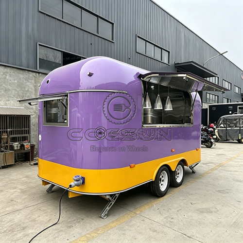 13FT Purple and Yellow Single Window Airstream Food Trailer
