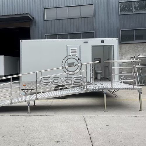 14.8FT White 3 Station Toilet Trailer (ADA Compliant)