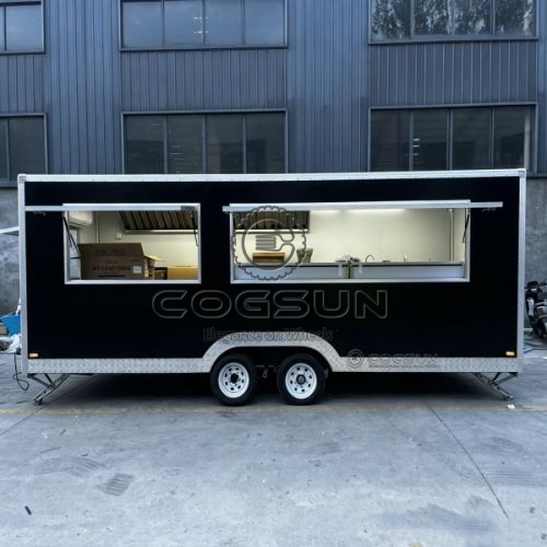 16.7FT Black Double Window Square Food Trailer