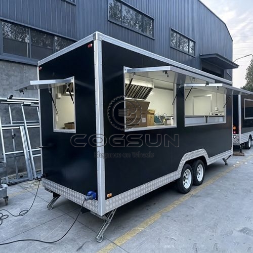 16.7FT Black Double Window Square Food Trailer