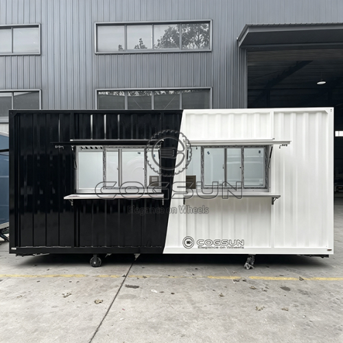 18.7FT Black and White Container Food Kiosk