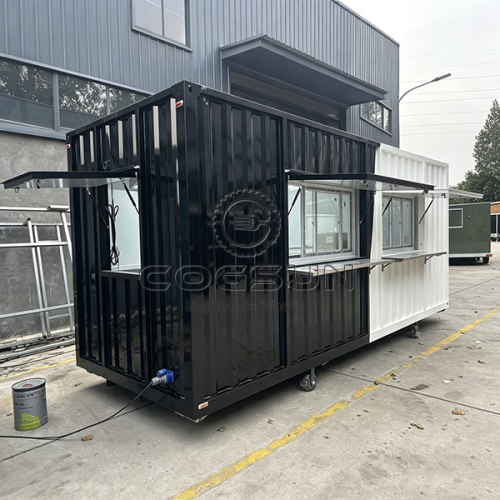 18.7FT Black and White Container Food Kiosk
