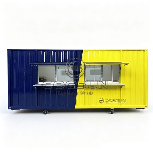 18.7FT Blue and Yellow Container food Kiosk