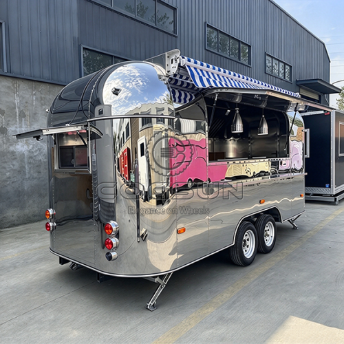 Vintage 16FT Airstream Mirror Food Trailer with Serving Awning