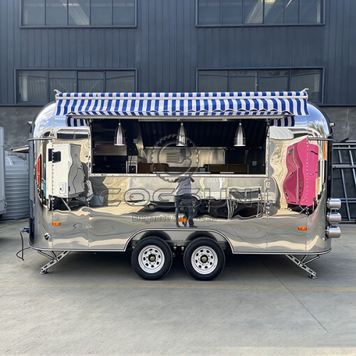 Vintage 16FT Airstream Mirror Food Trailer with Serving Awning